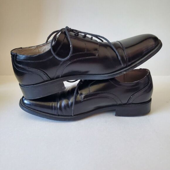 GIORGIO VENTURI‎ Black Men's Leather Cap Toe Oxford Shoes SZ 9 M Dress Payless - Picture 9 of 16